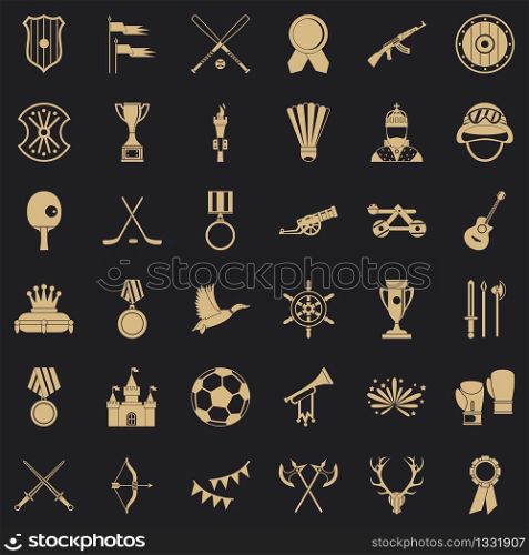 Trophy icons set. Simple style of 36 trophy vector icons for web for any design. Trophy icons set, simple style