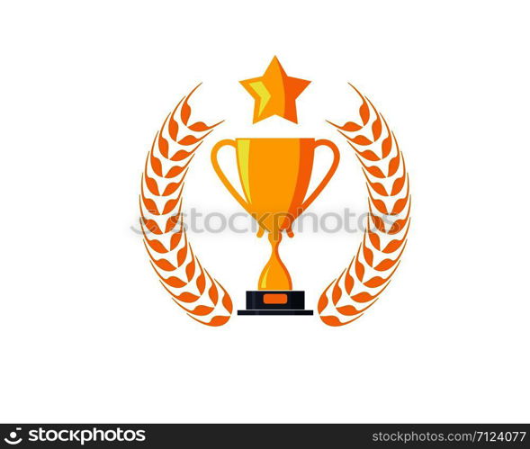 Trophy illustration vector logo icon of winner illustration design