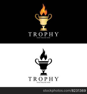 Trophy Logo Design, Award Winner Ch&ionship Trophy Vector, Success Brand