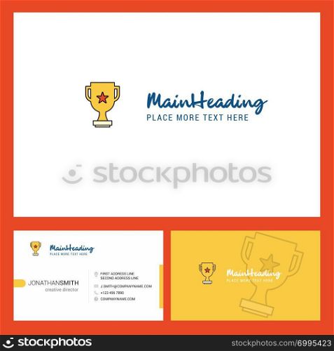 Trophy Logo design with Tagline & Front and Back Busienss Card Template. Vector Creative Design