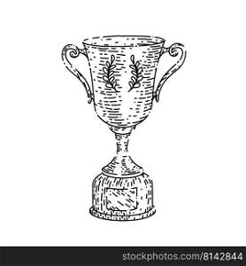 trophy silver hand drawn vector. cup award, ch&ion prize, sport second place trophy silver sketch. isolated black illustration. trophy silver sketch hand drawn vector