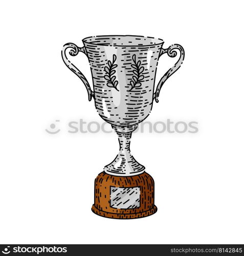 trophy silver hand drawn vector. cup award, ch&ion prize, sport second place trophy silver sketch. isolated color illustration. trophy silver sketch hand drawn vector