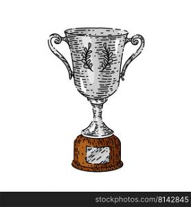 trophy silver hand drawn vector. cup award, ch&ion prize, sport second place trophy silver sketch. isolated color illustration. trophy silver sketch hand drawn vector