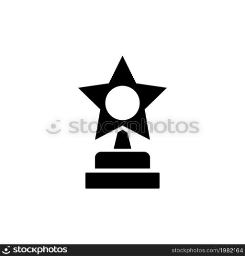 Trophy Star Winner Award. Flat Vector Icon. Simple black symbol on white background. Trophy Star Winner Award Flat Vector Icon