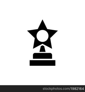 Trophy Star Winner Award. Flat Vector Icon. Simple black symbol on white background. Trophy Star Winner Award Flat Vector Icon