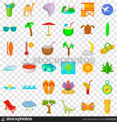 Tropic icons set. Cartoon style of 36 tropic vector icons for web for any design. Tropic icons set, cartoon style