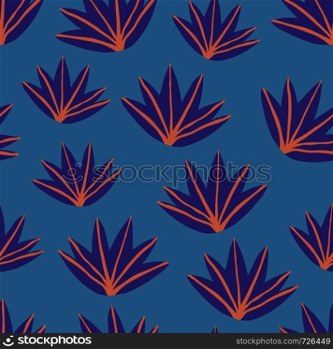 Tropical aloe leaves seamless pattern. Exotic plant. Summer design for fabric, textile print, wrapping paper, children textile. Tropical aloe leaves seamless pattern. Exotic plant.