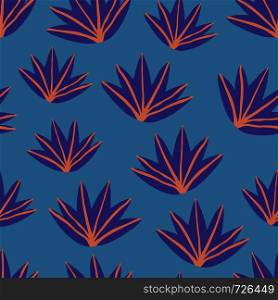 Tropical aloe leaves seamless pattern. Exotic plant. Summer design for fabric, textile print, wrapping paper, children textile. Tropical aloe leaves seamless pattern. Exotic plant.