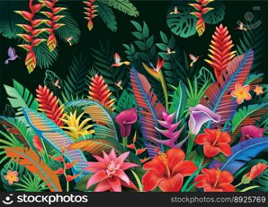 Tropical background from flowers vector image