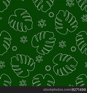 Tropical background with monstera leaves. Seamless floral exotic hawaiian pattern. Jungle  palm wallpaper. 