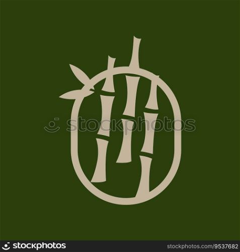 Tropical Bamboo Forest Logo, Tree Trunk and Leaf Design, Vector Illustration Symbol