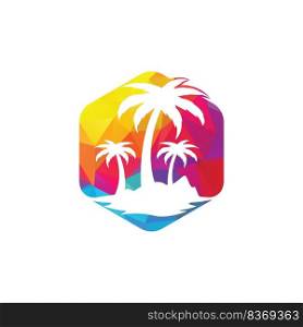 Tropical beach and palm tree logo design. Creative palm tree vector logo design 