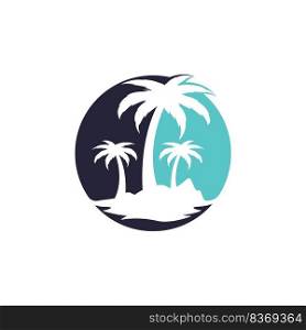 Tropical beach and palm tree logo design. Creative palm tree vector logo design 