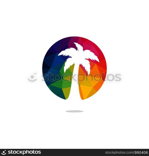 Tropical beach and palm tree logo design. Creative simple palm tree vector logo design