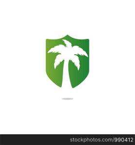 Tropical beach and palm tree logo design. Creative simple palm tree vector logo design