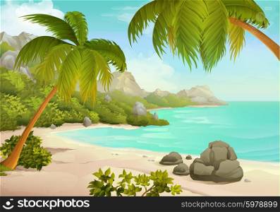 Tropical beach vector background