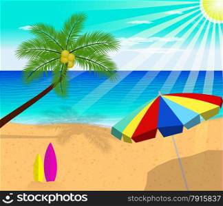 Tropical beach with Palm Trees vector illustration