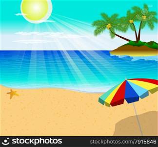 Tropical beach with Palm Trees vector illustration