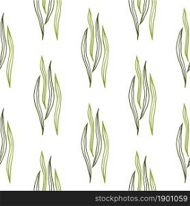 Tropical botanical outline shapes seamless pattern on white background. Nature wallpaper. Design for fabric, textile print, wrapping, cover. Vector illustration.. Tropical botanical outline shapes seamless pattern on white background.