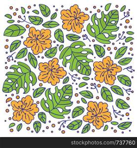 TROPICAL BOUQUET Floral Nature Ornament Vector Illustration Set