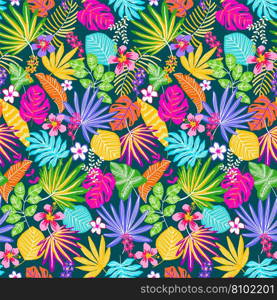 Tropical colorful leaves repeat design fabric Vector Image
