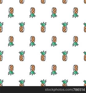 Tropical Cute hand drawn doodle pineapple seamless pattern. Kids Textile pattern white background.