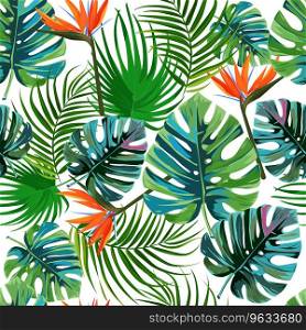 Tropical dark green leaves of palm trees Vector Image