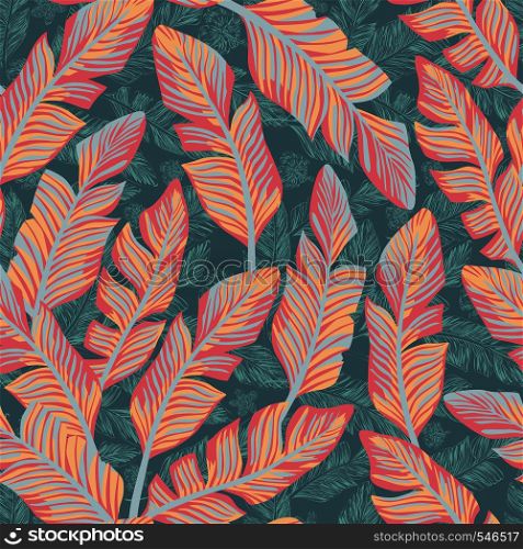 Tropical exotic banana leaves abstract fashionable pastel color scheme seamless pattern trendy vector composition