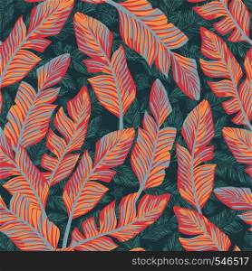 Tropical exotic banana leaves abstract fashionable pastel color scheme seamless pattern trendy vector composition