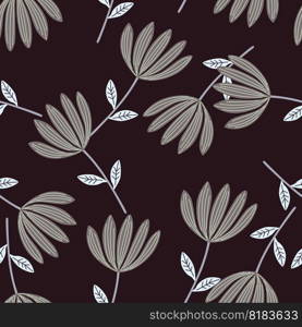 Tropical flower seamless pattern. Hand drawn cute floral endless background. Simple design for fabric, textile print, wrapping, cover. Vector illustration. Tropical flower seamless pattern. Hand drawn cute floral endless background.