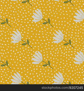 Tropical flower seamless pattern. Hand drawn cute floral endless background. Simple design for fabric, textile print, wrapping, cover. Vector illustration. Tropical flower seamless pattern. Hand drawn cute floral endless background.