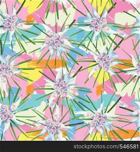 Tropical flowers sunny seamless vector pattern multicolor background