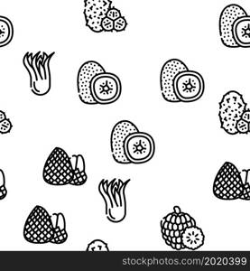 Tropical Fruit Delicious Food Vector Seamless Pattern Thin Line Illustration. Tropical Fruit Delicious Food Vector Seamless Pattern