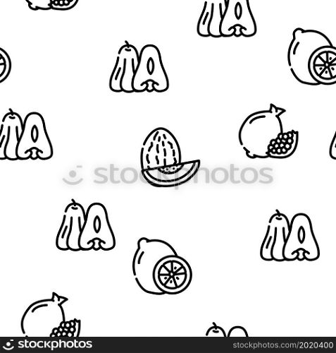 Tropical Fruit Delicious Food Vector Seamless Pattern Thin Line Illustration. Tropical Fruit Delicious Food Vector Seamless Pattern