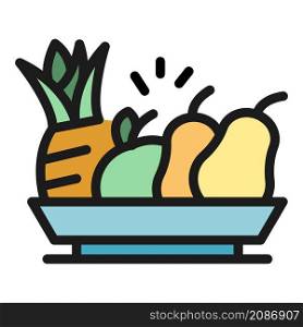 Tropical fruit salad icon. Outline tropical fruit salad vector icon color flat isolated. Tropical fruit salad icon color outline vector