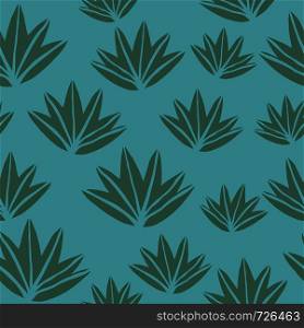 Tropical green aloe leaves seamless pattern. Exotic plant. Summer design for fabric, textile print, wrapping paper, children textile. Tropical green aloe leaves seamless pattern. Exotic plant.