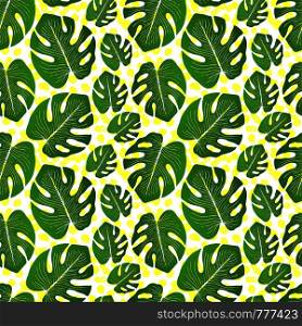 Tropical green leaves pattern. Vector seamless background for textile design or interior print. Tropical green leaves pattern. Vector seamless background for textile design or interior print.
