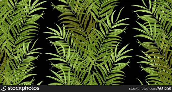 Tropical green palm leaves, jungle leaves seamless vector floral pattern background.. Tropical palm leaves, jungle leaves seamless vector floral pattern background