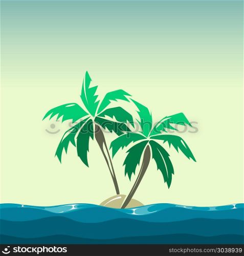 Tropical island and palm trees illustration. Tropical island and palm trees illustration. Plant coco on background vector