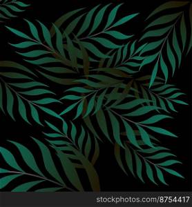 Tropical leaf background. Illustration green leaves wallpaper. Vector illustration