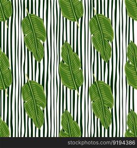 Tropical leaf seamless pattern. Exotic leaves background. Jungle plants endless wallpaper. Rainforest floral hawaiian backdrop. Design for fabric, textile print, wrapping, cover. Vector illustration. Tropical leaf seamless pattern. Exotic leaves background. Jungle plants endless wallpaper. Rainforest floral hawaiian backdrop.