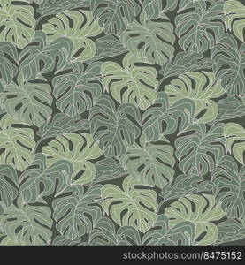 Tropical leaf Wallpaper, Monstera nature leaves pattern design, Jungle green leaf line arts, Hand drawn outline design for fabric, camouflage dark print.. Tropical leaf Wallpaper, Monstera nature leaves pattern design, Jungle green leaf line arts, Hand drawn outline design for fabric, camouflage dark print