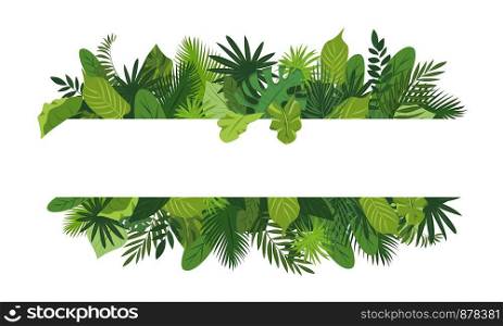 Tropical leafs concept banner. Cartoon illustration of tropical leafs vector concept banner for web design. Tropical leafs concept banner, cartoon style