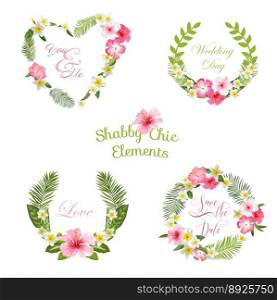 Tropical leaves and flowers banners and tags vector image
