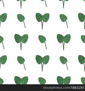 Tropical leaves and flowers seamless pattern. Botanical texture with green leaves on stem. Cute baby print for fabric and textile.. Tropical leaves and flowers seamless pattern. Botanical texture with green leaves on stem.