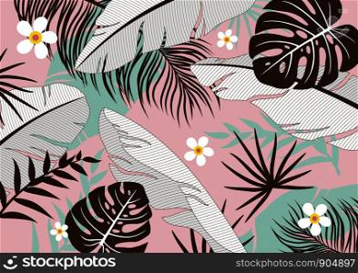 Tropical leaves background vector illustration