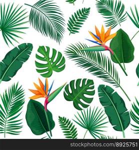 Tropical leaves seamless pattern vector image