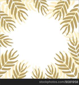 Tropical leaves silhouette boards for card or invitations, golden feather frame