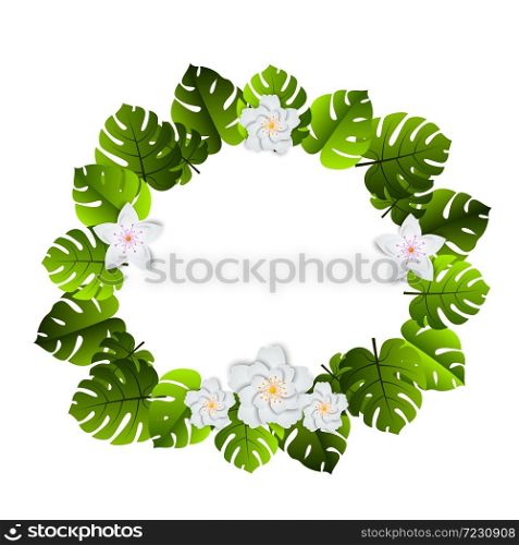 Tropical Leaves. tropical background with exotic palm leaves and plants