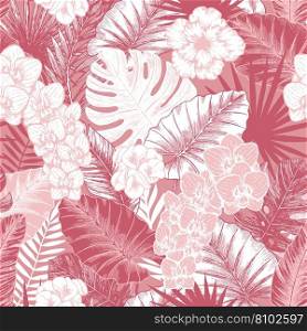 Tropical leaves with background solid color Vector Image